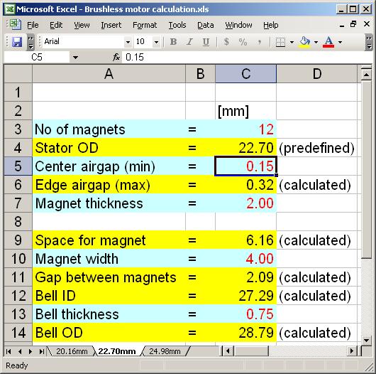 RC Electric Motor Comparison Chart